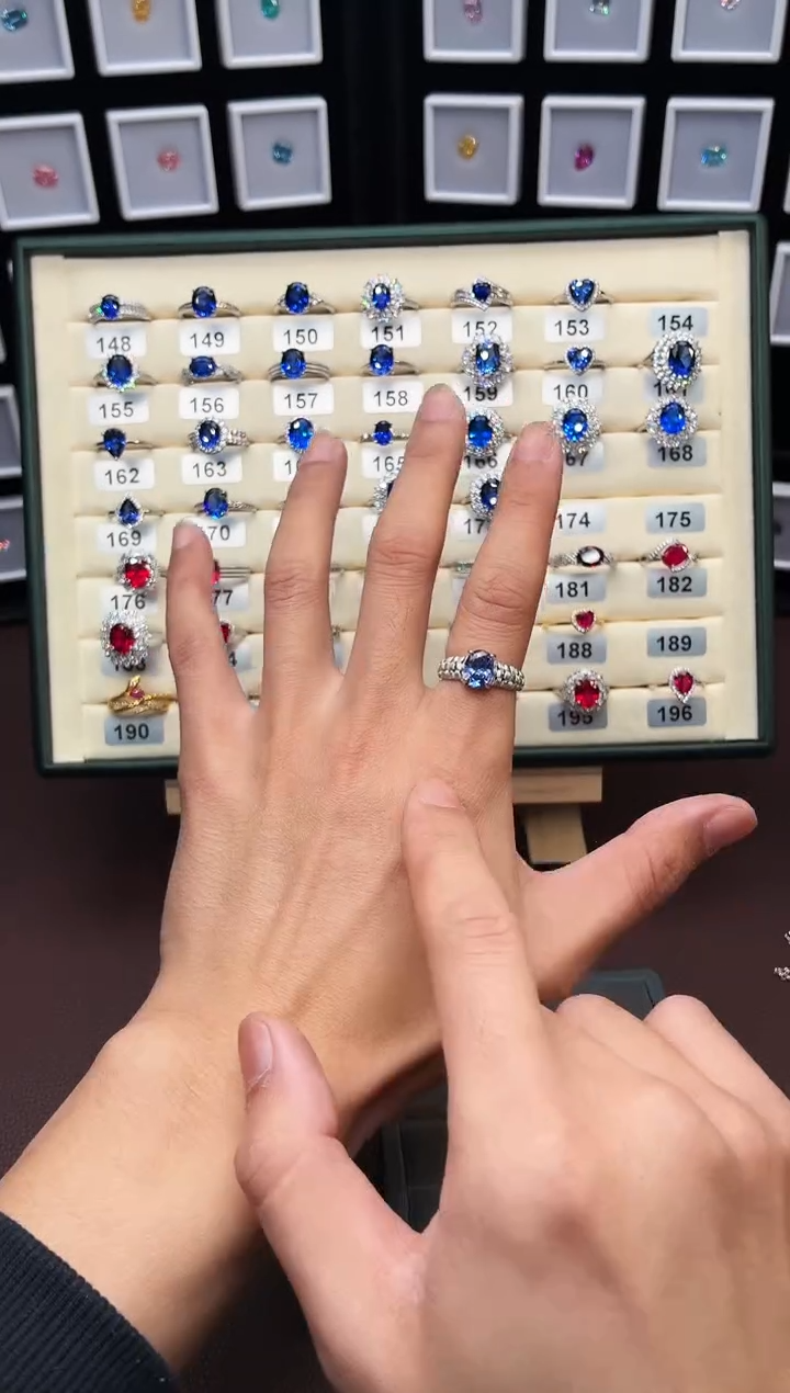 戒指蓝宝石银S925镶嵌1