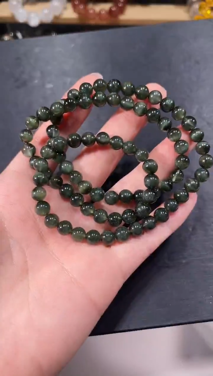 未镶嵌手链水晶M*?绿兔毛多圈