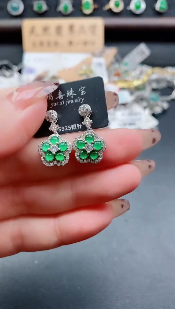 银S925镶嵌戒指翡翠1