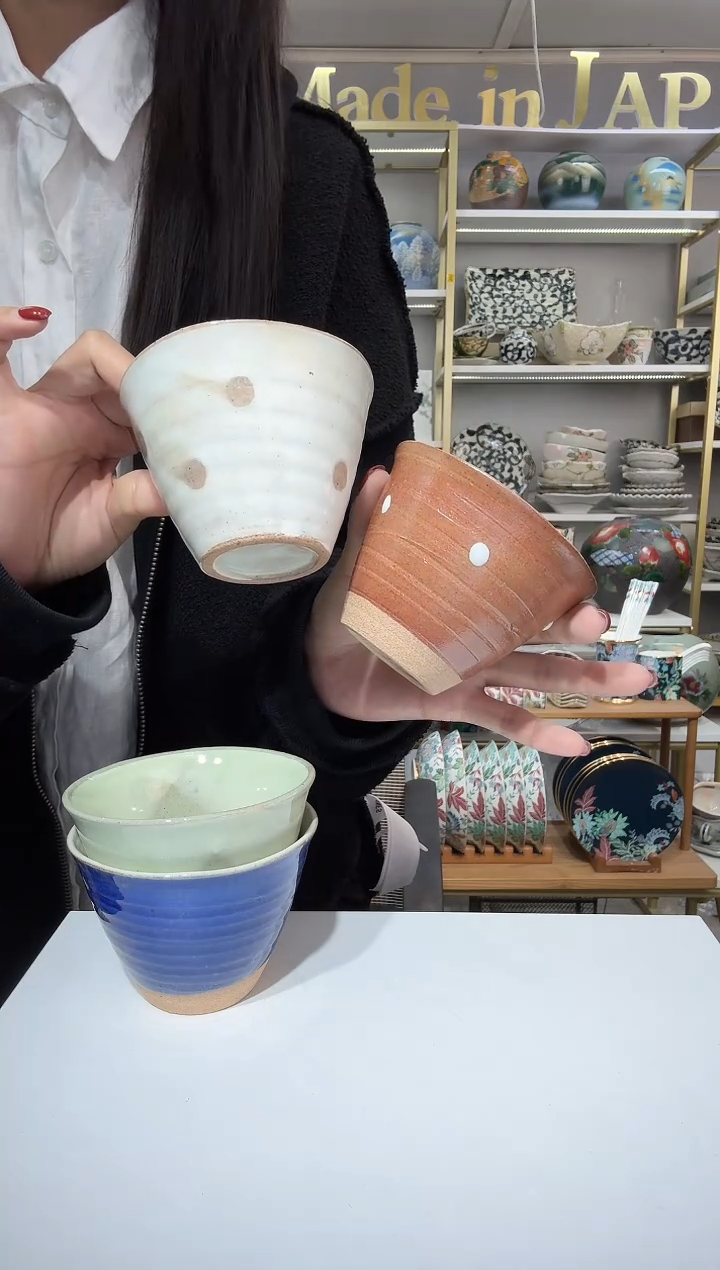 陶瓷仁峰茶杯2只装波点