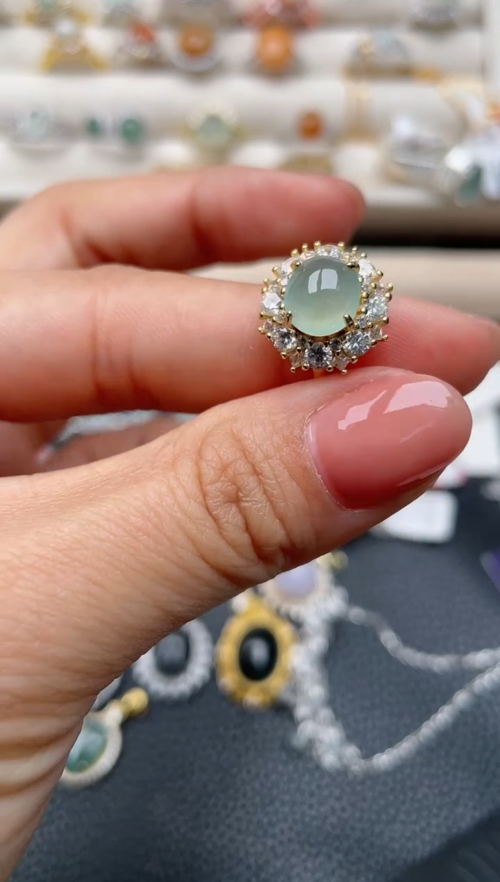 【闪购商品】翡翠戒指银S925镶嵌2222222222  44
