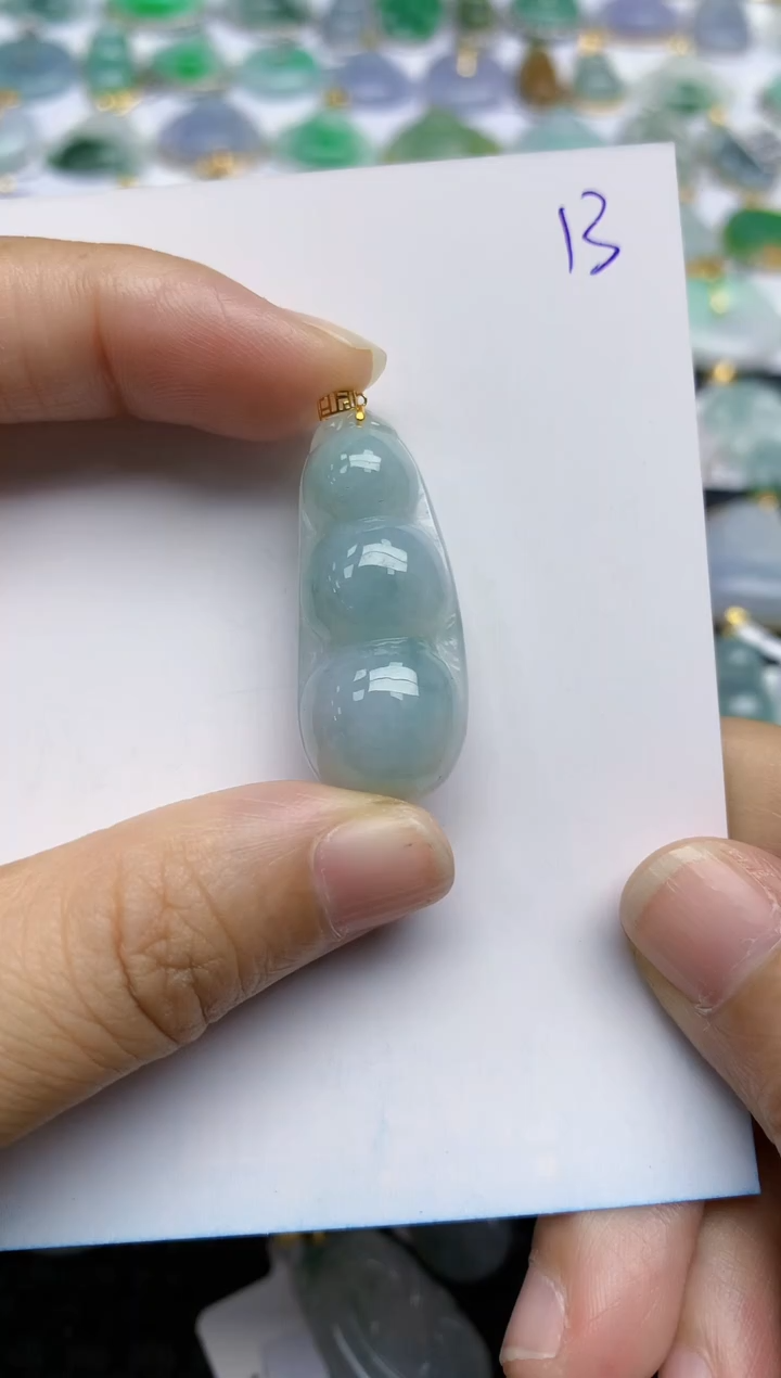 【闪购商品】翡翠挂件18K金镶嵌天然A货翡翠 13