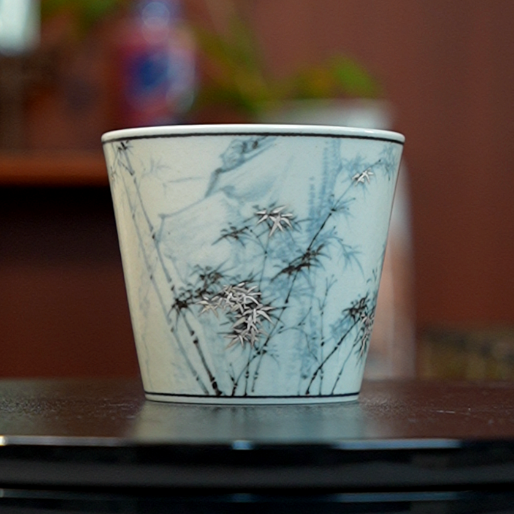 1.3/M731C/椿山鹿陶/二号釉青花可乐杯