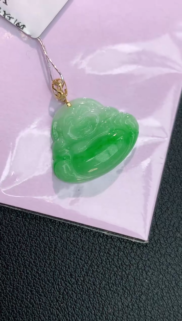 颈饰18K金镶嵌翡翠 赠礼盒证书 丁丁