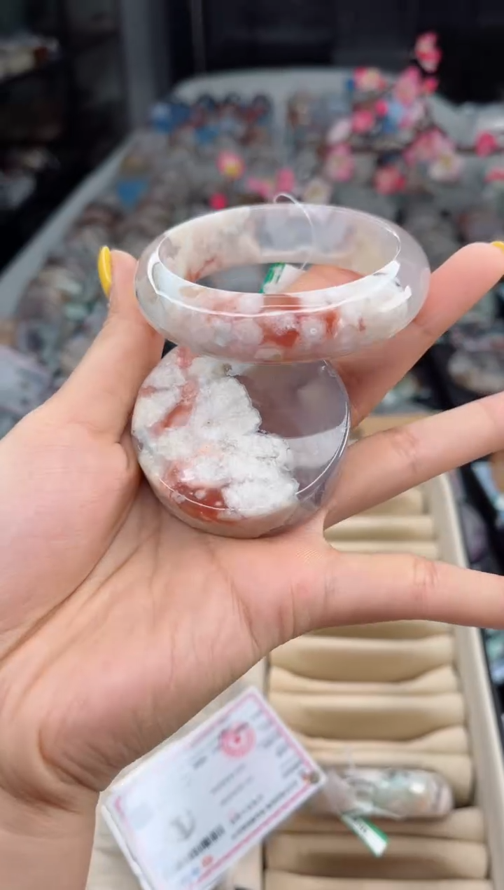 石英质玉未镶嵌手镯54圈口（赠送镯心）6821014