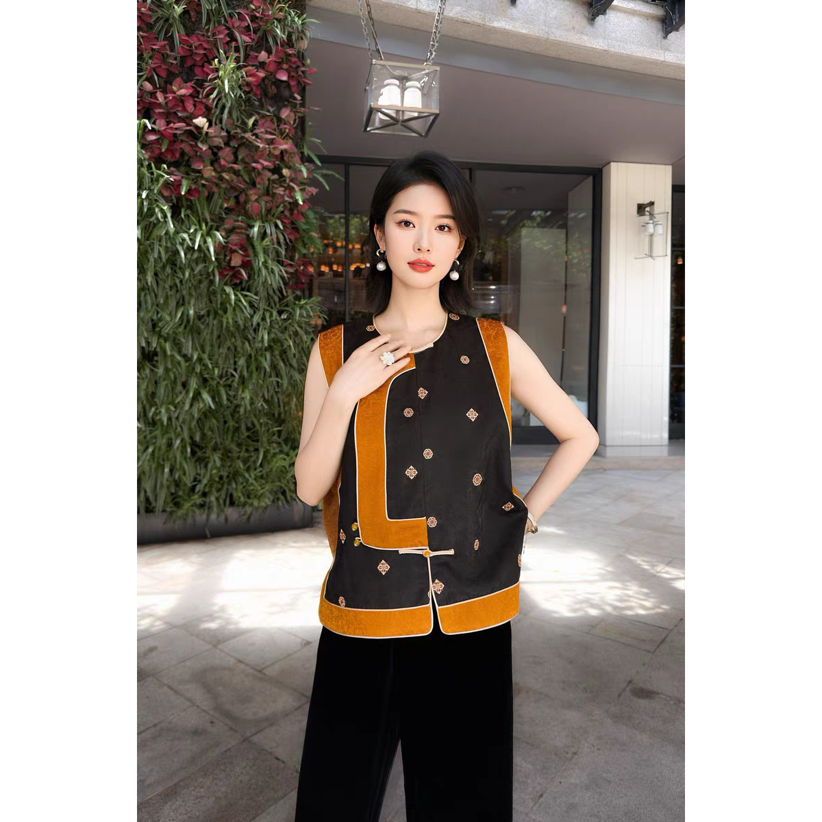 2026春款新中式国风优雅贵气斜襟女士时尚真丝香云纱单件马甲