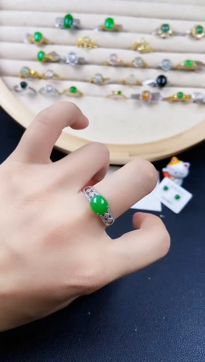 翡翠戒指银S925镶嵌789789