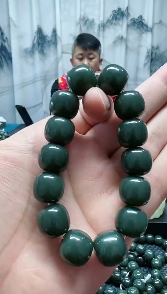 未镶嵌手串和田玉且末蓝老邢卡16纯天然
