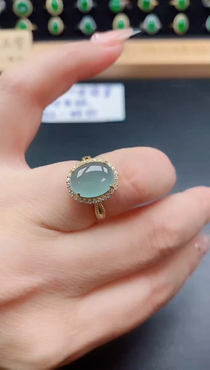 银S925镶嵌戒指翡翠1
