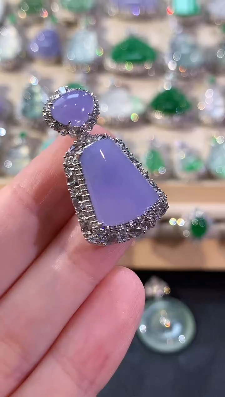 吊坠(不含链)18K金镶嵌翡翠天****难冬日珠宝W52 紫货有色差