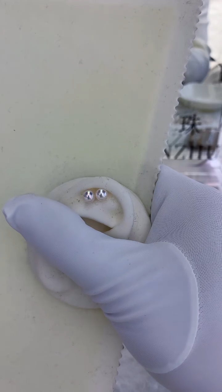 18K金镶嵌饰品海水珍珠5-6素钉定制