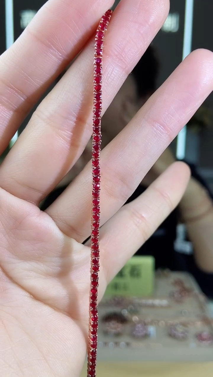 【闪购商品】红宝石手链18#银S925镶嵌手链18#