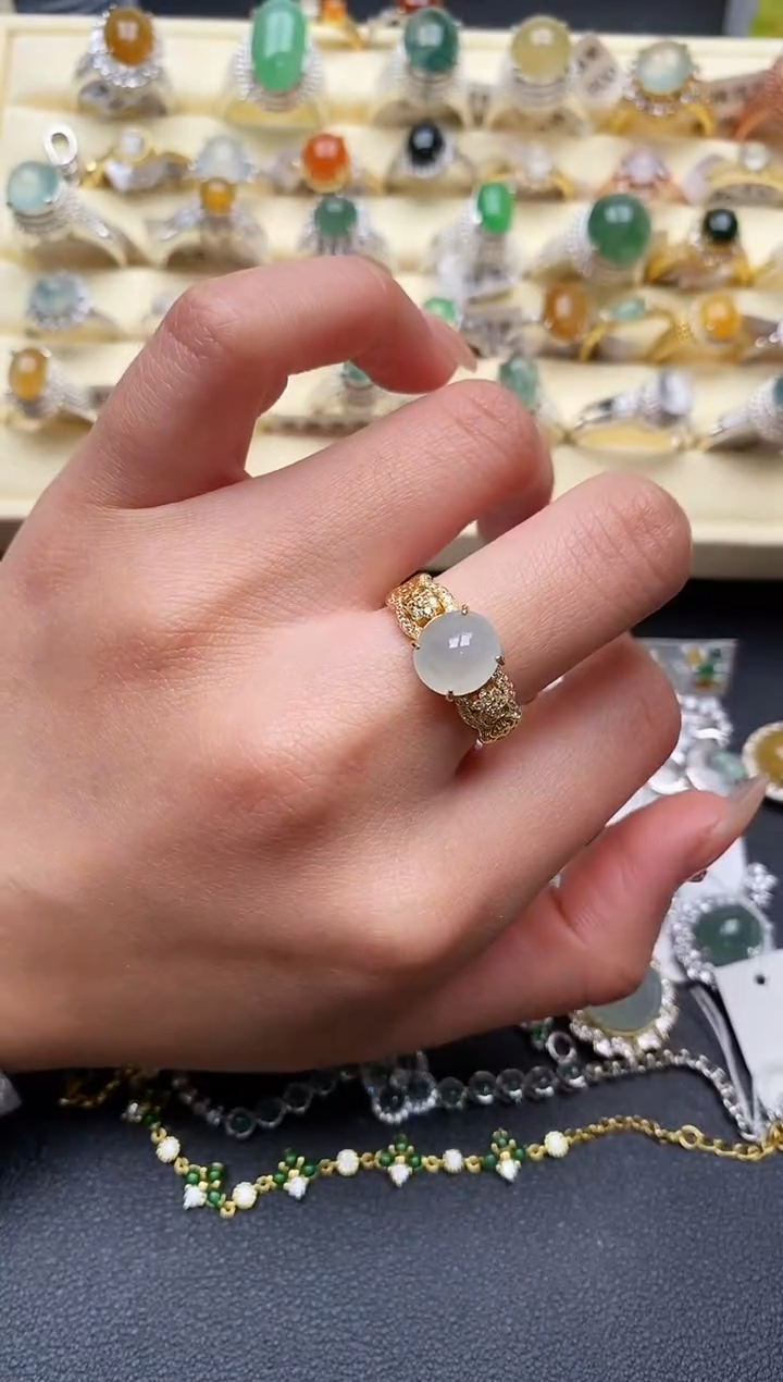 【闪购商品】翡翠戒指银S925镶嵌4444444+2