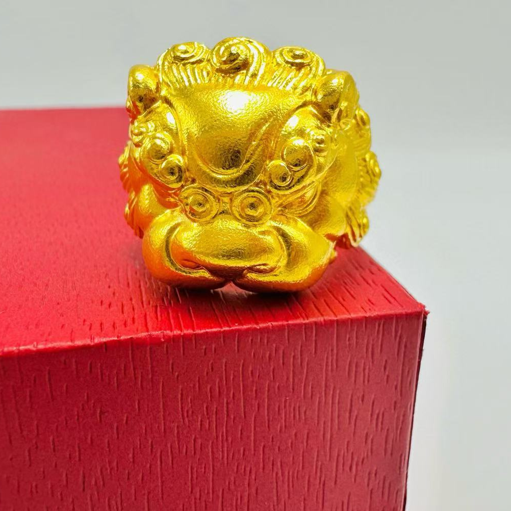 足银戒指 石狮戒指 大气经典百搭手工