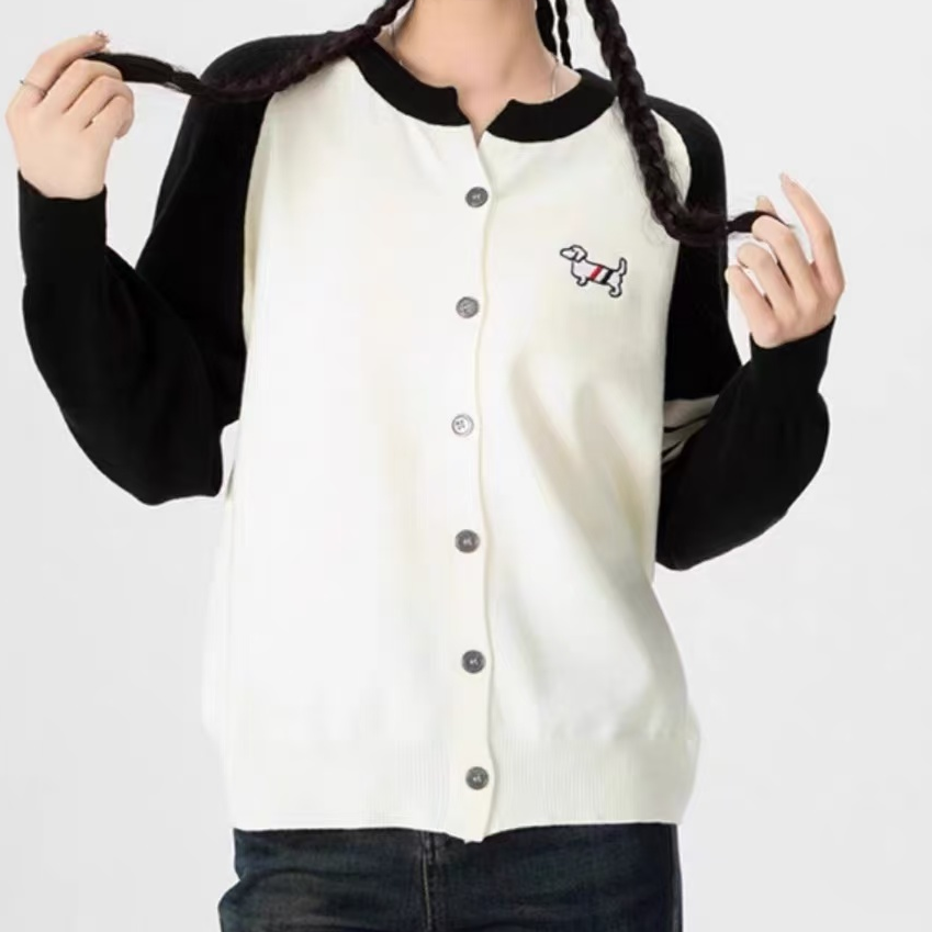 XIE9 韩版拼接撞色百搭加绒开衫外套1335