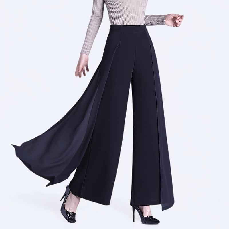 新款雪纺高腰阔腿裤女夏秋宽松甩裤裙裤舞 蹈走秀裤长裤垂坠飘逸