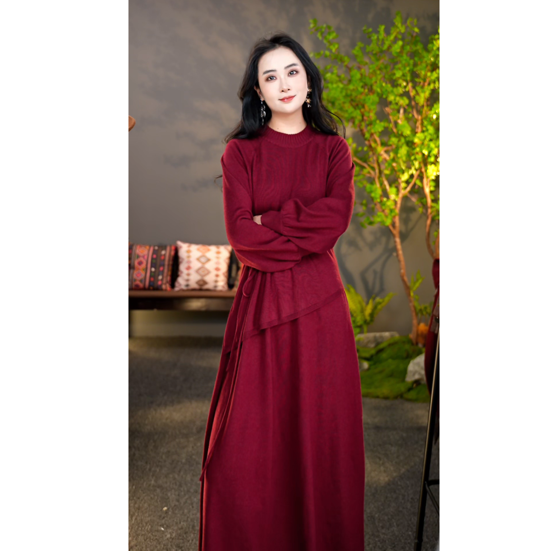 【陶子定制】秋冬新款毛衣针织连衣裙高级显气质5260