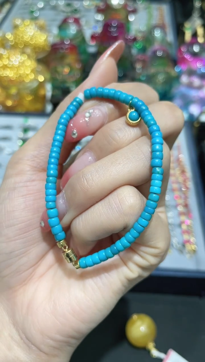 18K金镶嵌绿松石手链手链