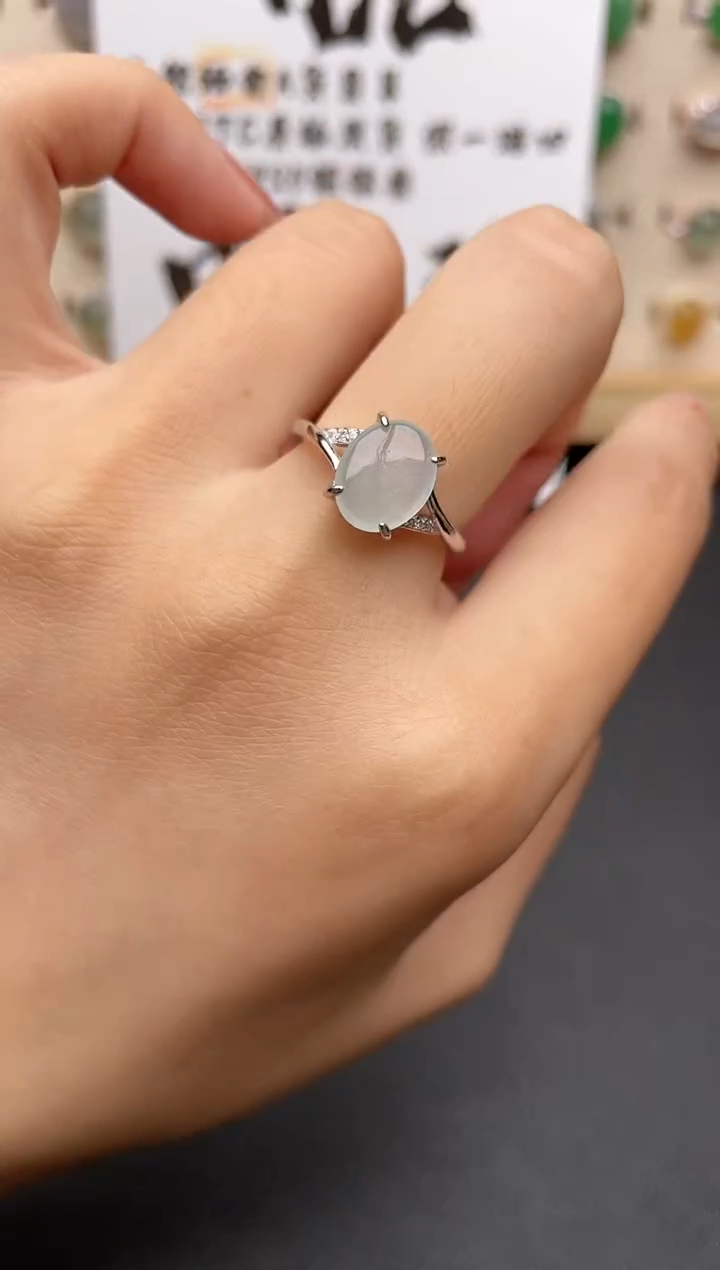 【闪购商品】翡翠戒指银S925镶嵌一物一证一礼盒