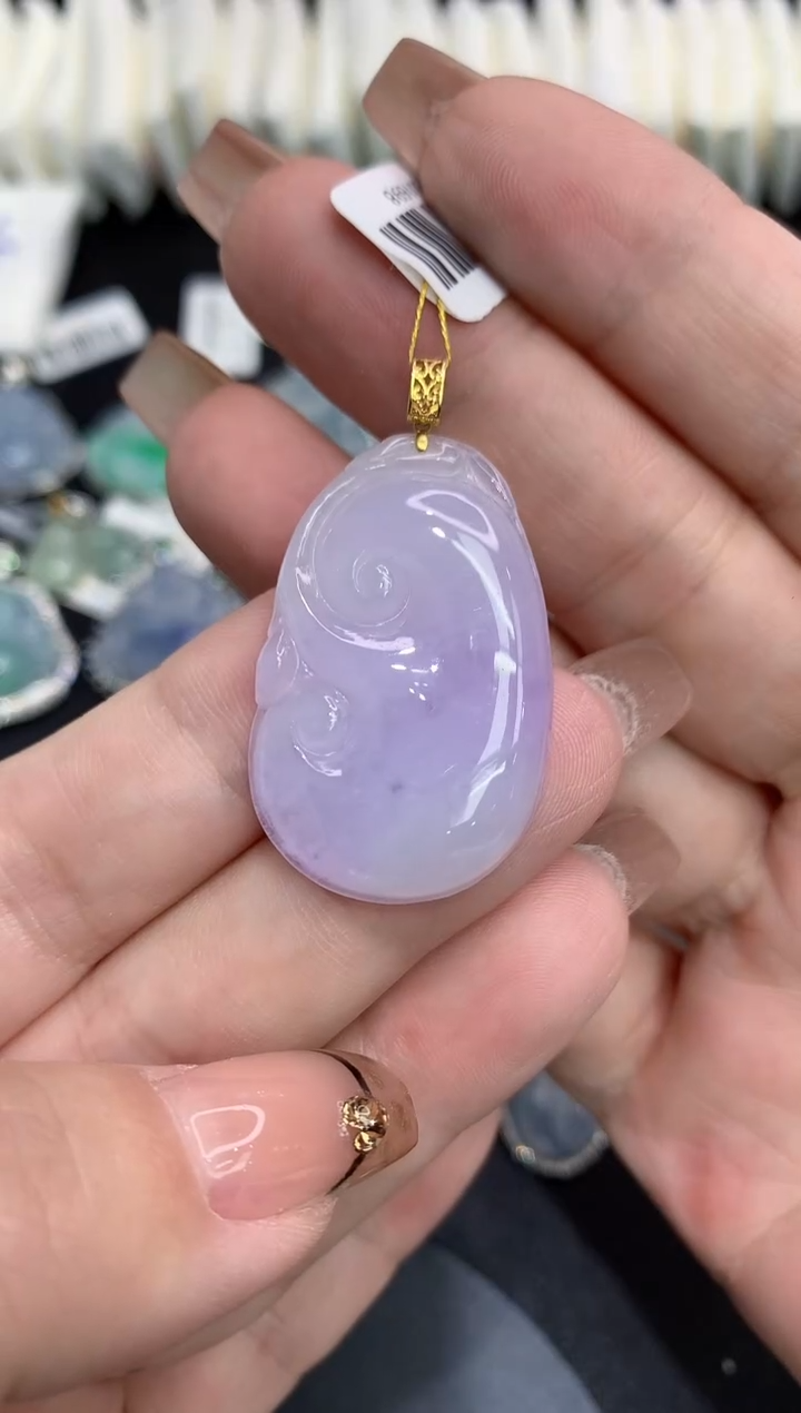 吊坠(不含链)18K金镶嵌翡翠111