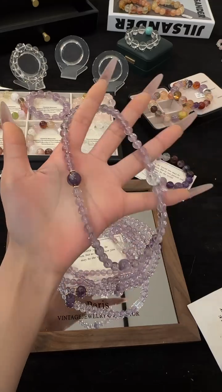 合金手链水晶紫水晶双圈x3614