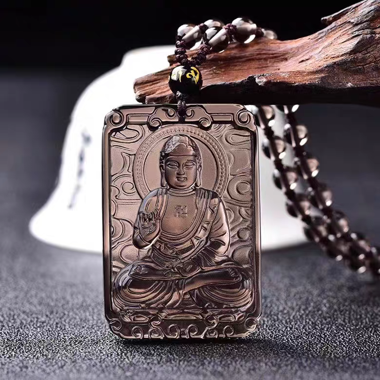 天然黑曜石冰种八大守护神吊坠