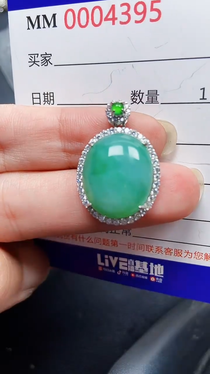 颈饰银S925镶嵌翡翠4395