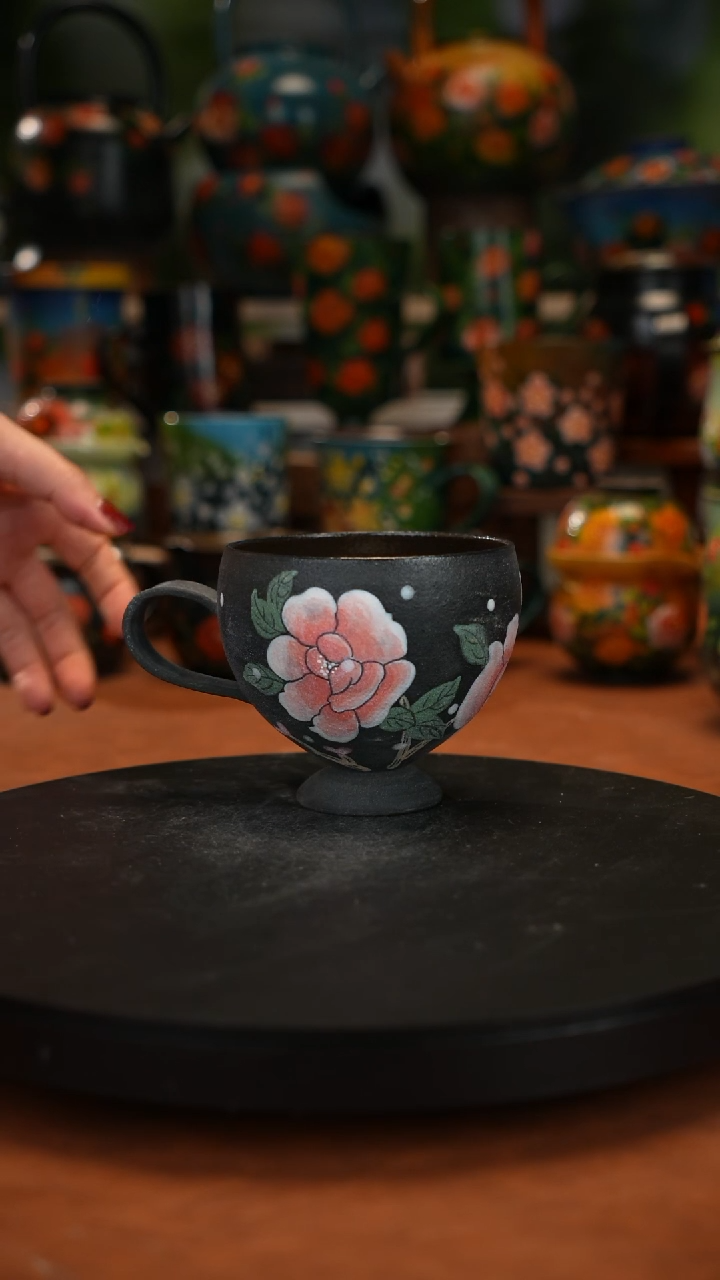 紫砂油画手绘釉下彩