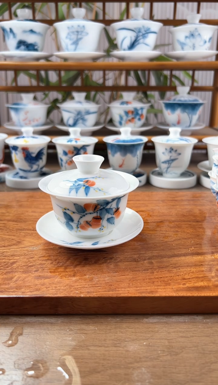 微瑕柿子130ml三才盖碗