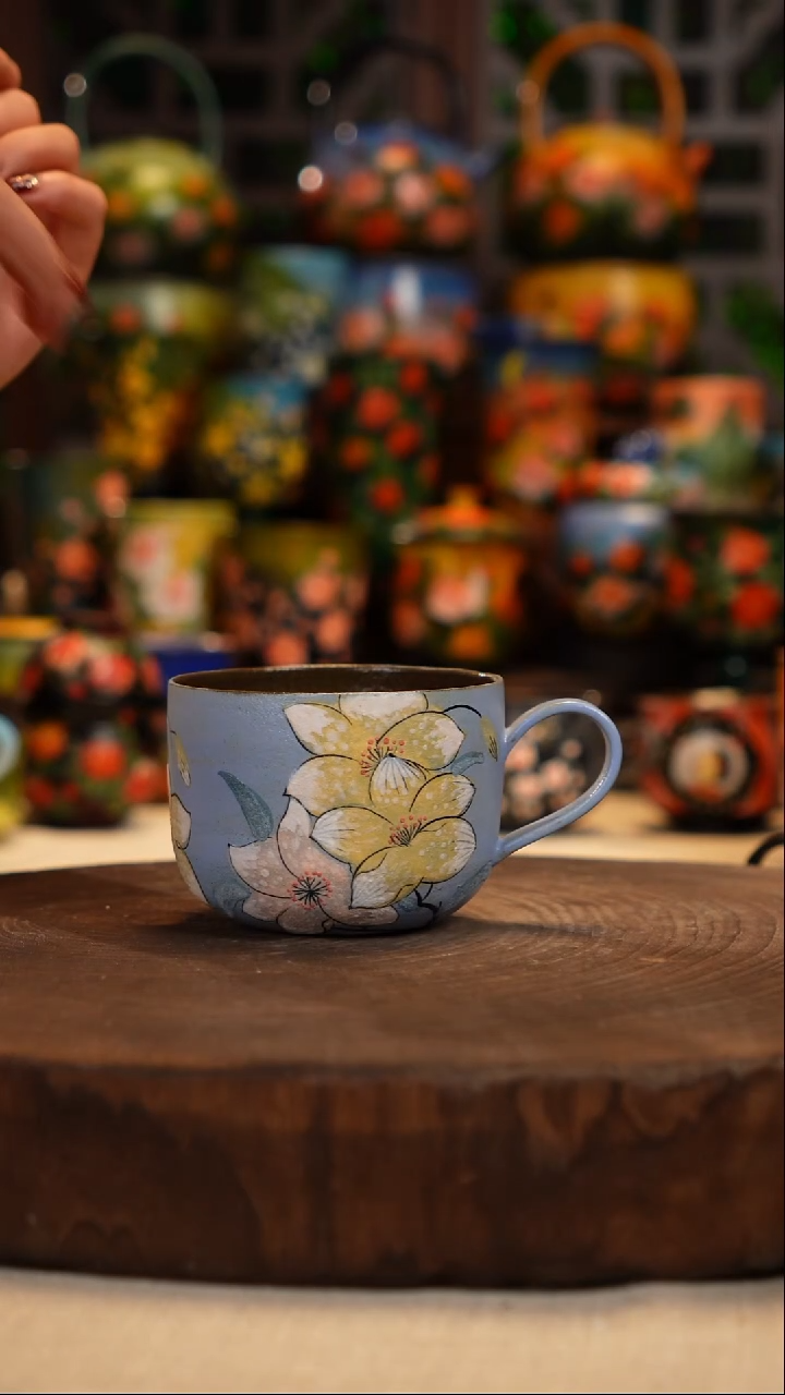 紫砂 油画釉下彩手绘