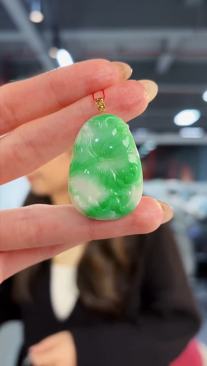 【闪购商品】翡翠颈饰18K金镶嵌缅料A货/支持复检/一件