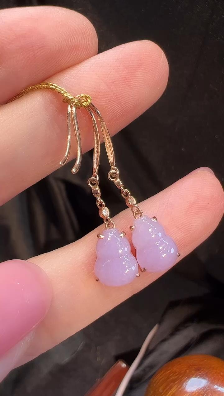 18K金镶嵌翡翠耳饰L6耳环