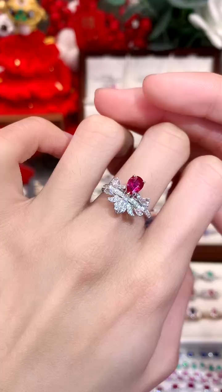 【闪购商品】红宝石戒指18K金镶嵌1.03ct/天然宝石/七天无理由