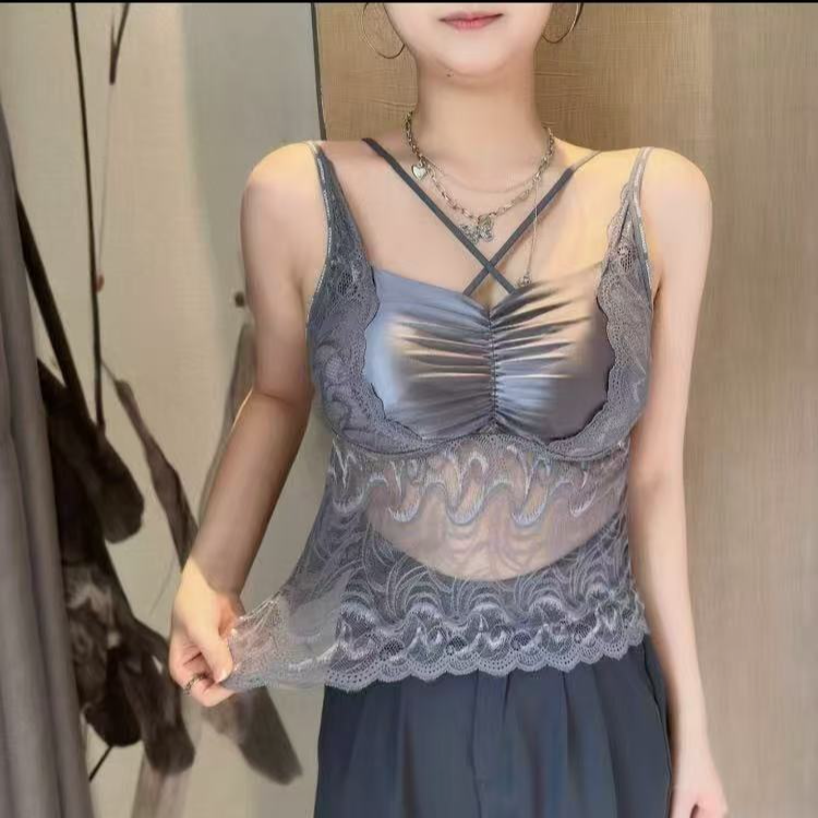 【丰姿】轻奢缎面蕾丝拼接美背charmtine蕾丝内搭