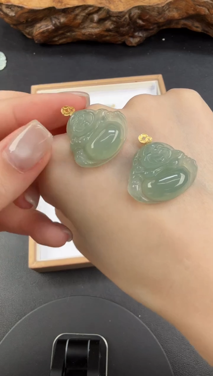 吊坠(不含链)18K金镶嵌翡翠翡翠饰品-26