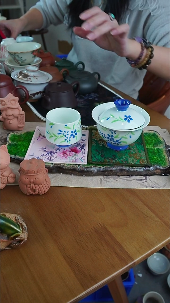 【茶瓷物语】蓝色小花盖碗