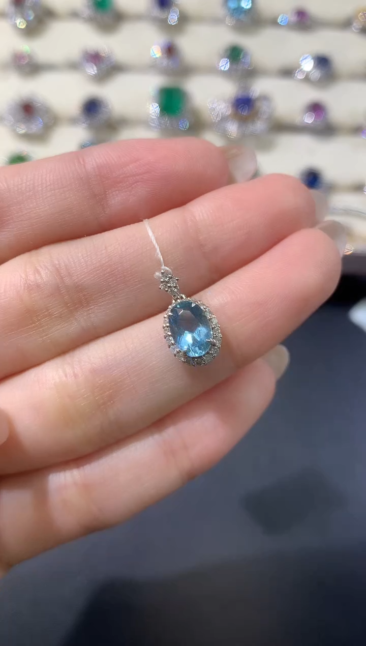 海蓝宝石吊坠(不含链)18K金镶嵌Y950|4800