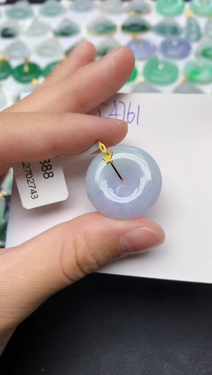 颈饰18K金镶嵌翡翠天然缅甸A货翡翠百元以上9元证书费自理