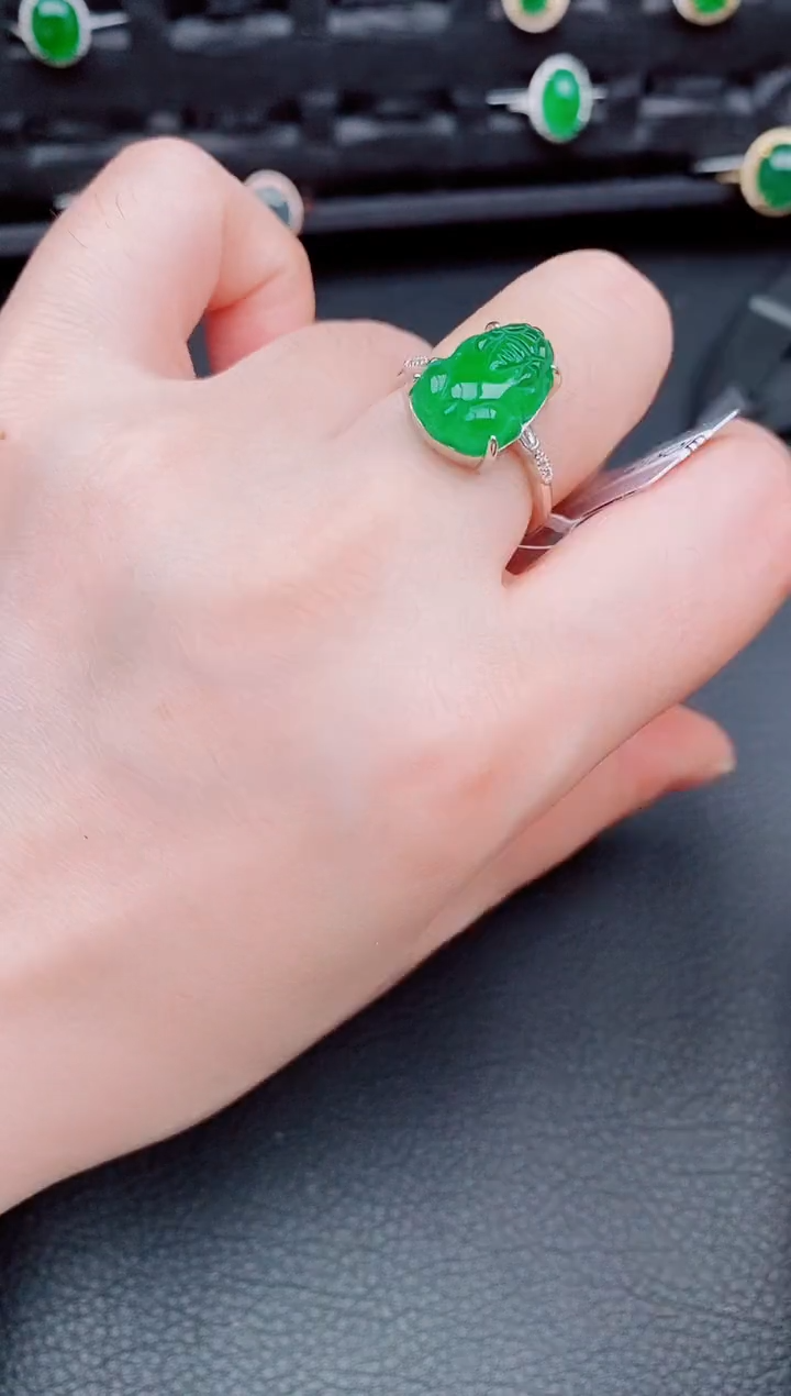 【闪购商品】翡翠戒指银S925镶嵌天然a货翡翠248