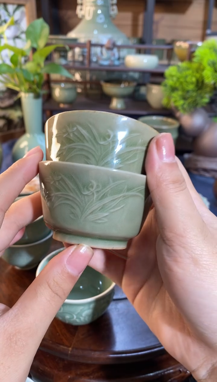 【闪购商品】TS035唐宋 兰花马蹄杯2只