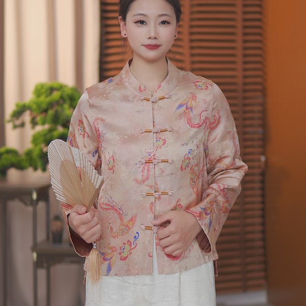 2026春款香云纱外套女盘扣真丝短款新中式酷飒洋气上衣中国风