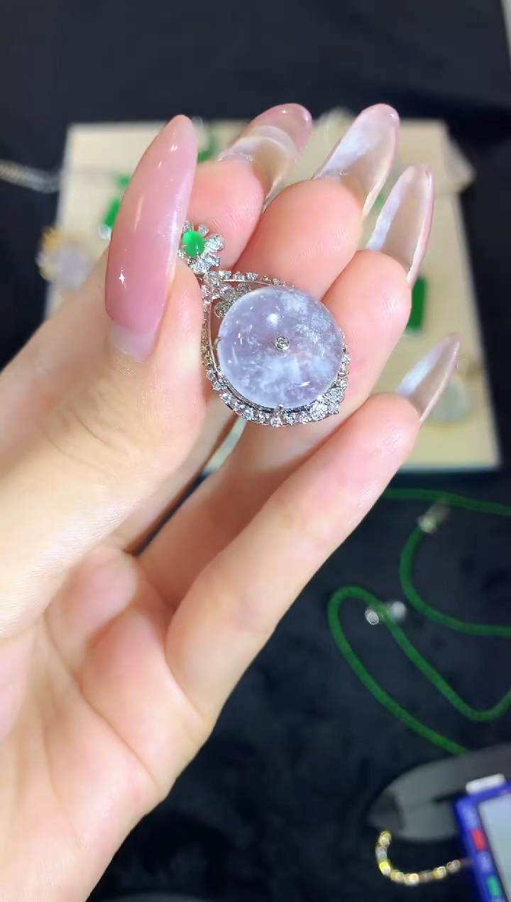 【闪购商品】翡翠18K金镶嵌吊坠(不含链)a36时尚lf