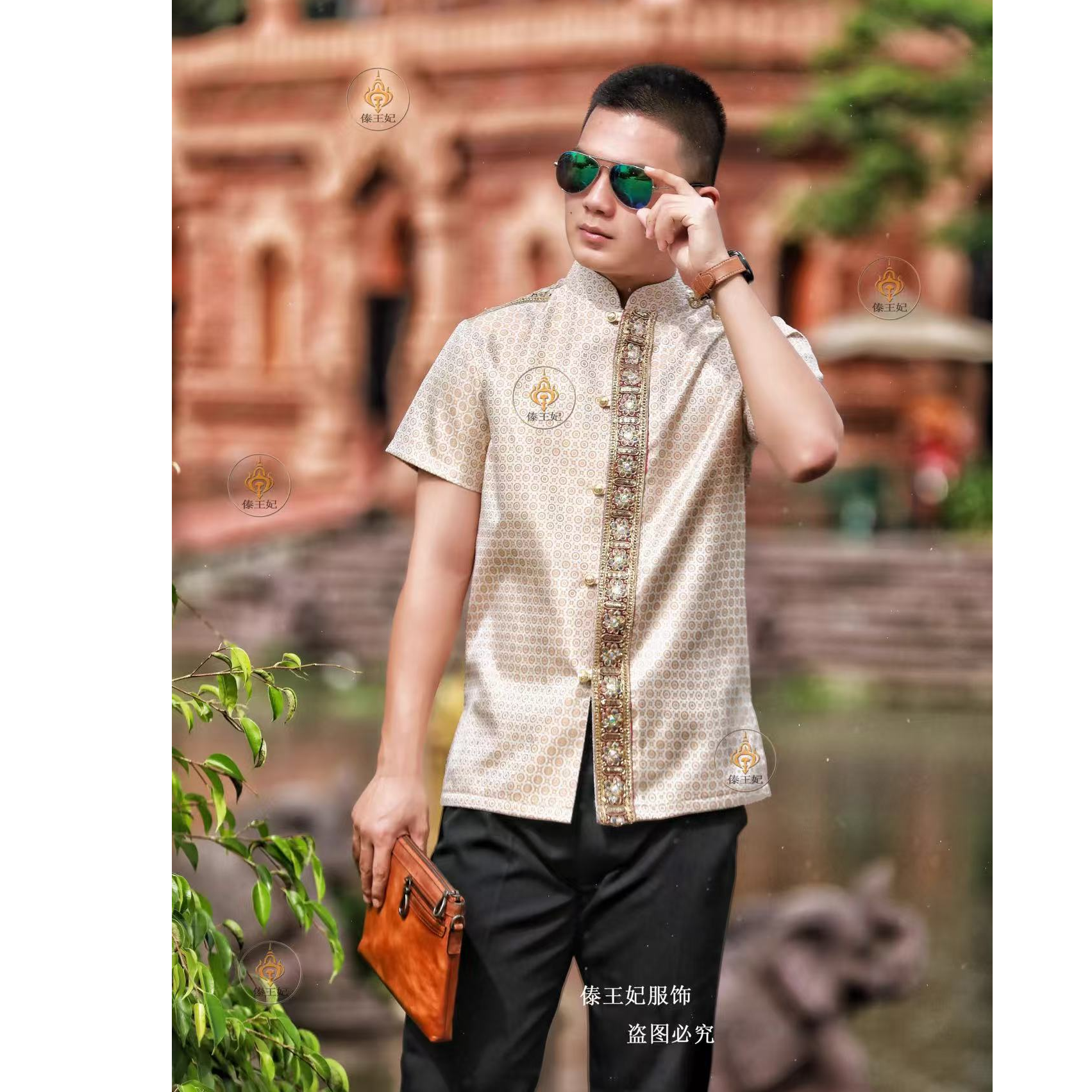 80款男装傣族泼水节男装单件套装春夏新款节日旅拍日常工作服帅气