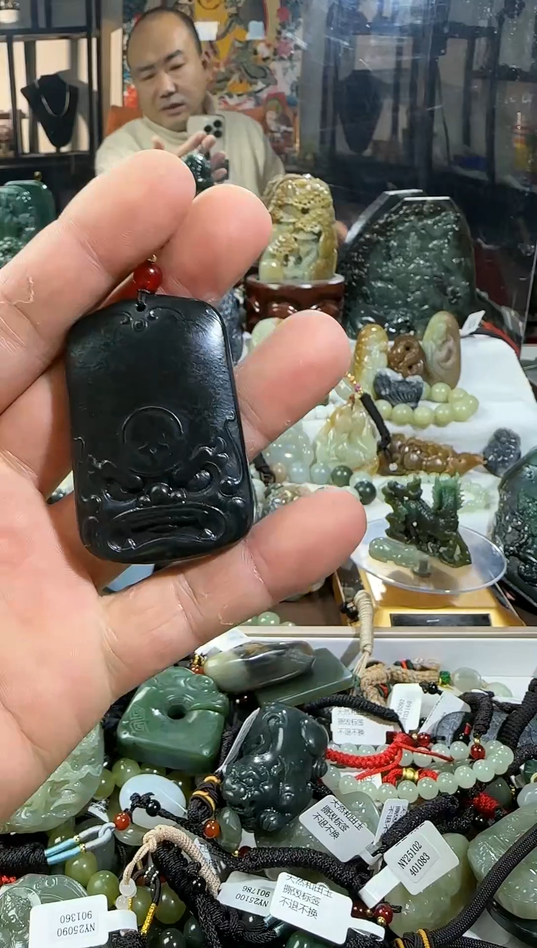 颈饰未镶嵌和田玉仿古兽面多样性发其一