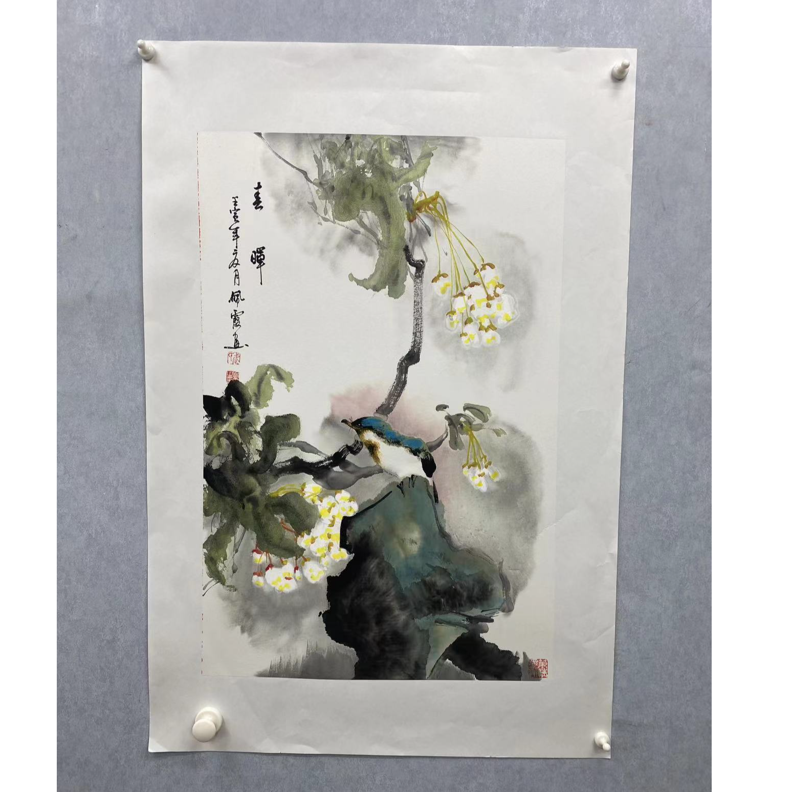 武佩霞 春晖 四尺三开 宣纸手绘