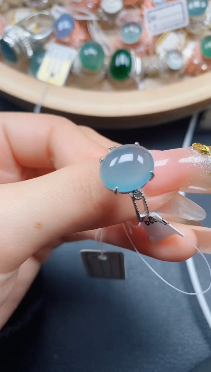 【闪购商品】翡翠戒指银S925镶嵌翡翠