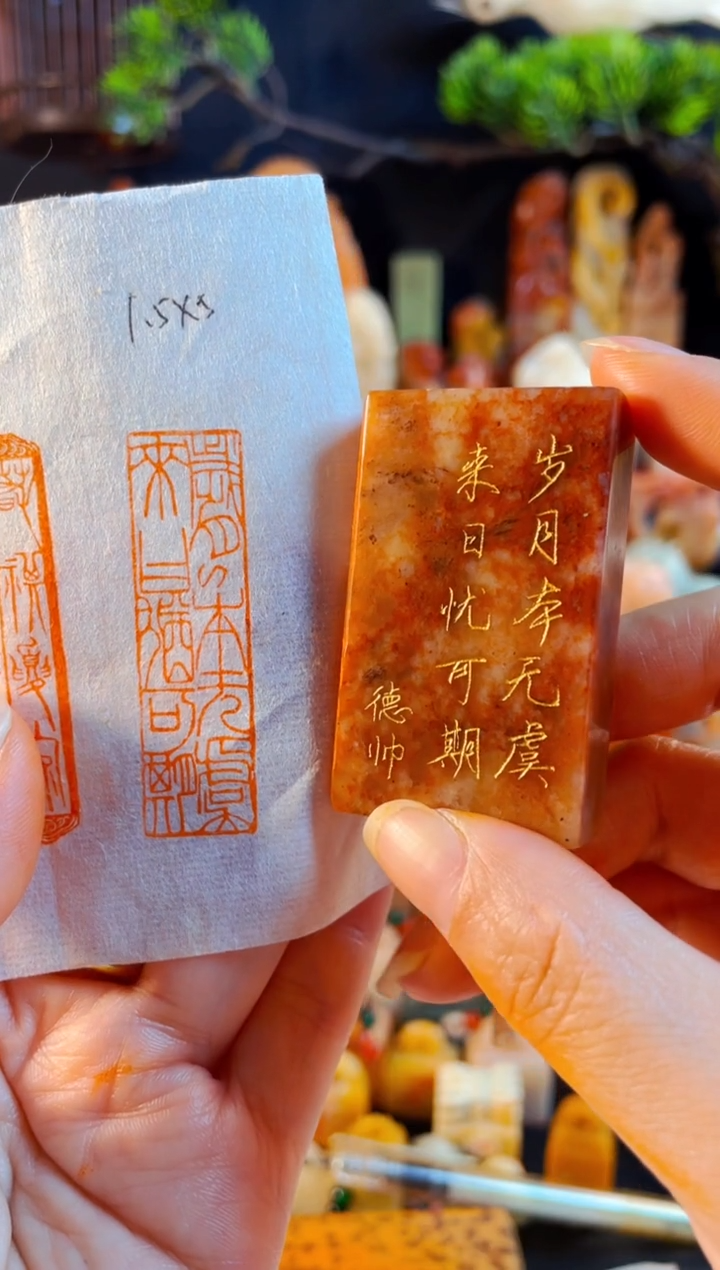 浙江红石印石手工篆刻《岁月本无余来日...》