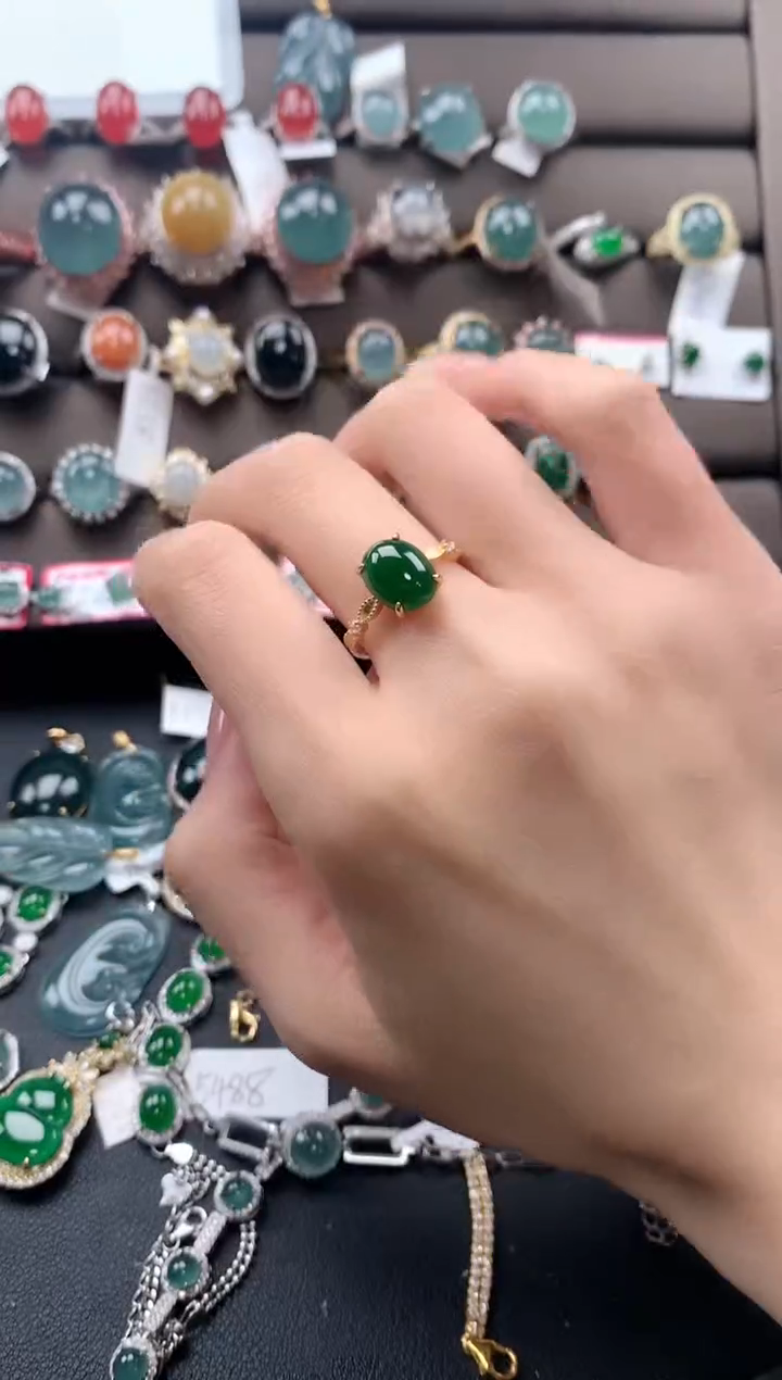 【闪购商品】翡翠戒指银S925镶嵌54654