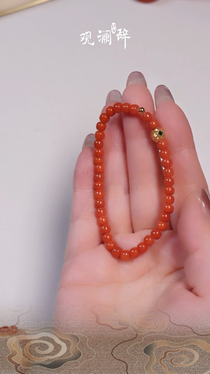 【闪购商品】南红玛瑙色标级柿子红银S925镶嵌手链