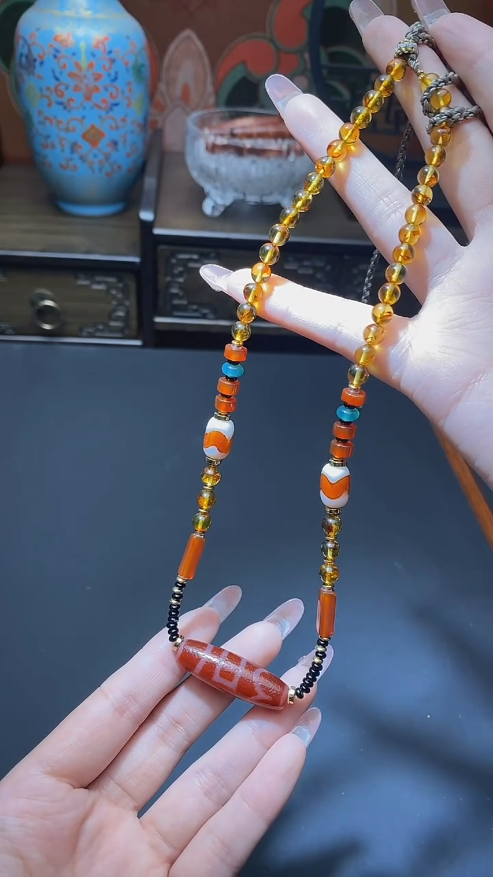 【闪购商品】玛瑙/玉髓颈饰未镶嵌美鸿红肉息增怀